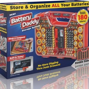 [Today's Special Price]Ontel Battery Daddy - Battery Organizer Storage Case with Tester, Stores & Protects Up to 180 Batteries, Clear Locking Lid, As Seen On TV