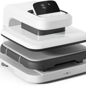 HTVRONT Auto Heat Press 2 - เครื่องรีดความร้อนสำหรับเสื้อยืดที่มีแรงดันปรับได้และความสูงความร้อนที่สูงขึ้น ให้ความร้อนอย่างรวดเร็วและสม่ำเสมอ เครื่องรีดความร้อน 15x15 สำหรับ HTV, การระเหิด, โปรเจกต์ถ่ายเทความร้อน