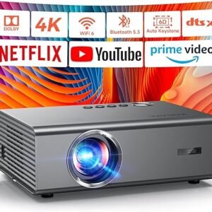 โปรเจ็กเตอร์ 4K พร้อม Netflix และ Dolby Audio, โปรเจ็กเตอร์อัจฉริยะ Kogata โฟกัสอัตโนมัติ 1200ANSI และ 6D Keystone พร้อมแอปในตัว โปรเจ็กเตอร์ภาพยนตร์กลางแจ้งพร้อม Wi-Fi 6 บลูทูธสำหรับโฮมเธียเตอร์ อัปเกรด